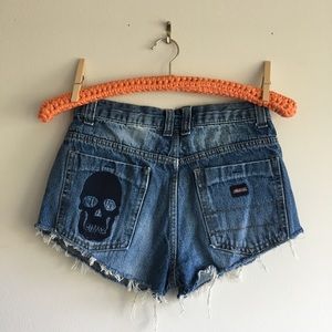 Dickie’s Skull Embroidered Hand Cut Jean Shorts